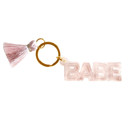  Babe Acrylic Keychain with Tassel | Cute Gold Tone Key Ring Gift Accessory