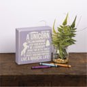  Advice From Unicorn Wooden Box Sign | Purple with White Lettering 6" x 6"