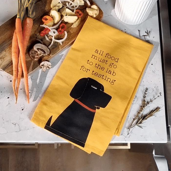 All Food Must Go To The Lab For Testing Dog Dish Cloth Towel Black Lab Labrador Retriever Funny Quote Gift