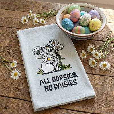 All Oopsies No Daisies Kitchen Towel | Cotton Hand Tea Dish Cloth | 28" x 28"
