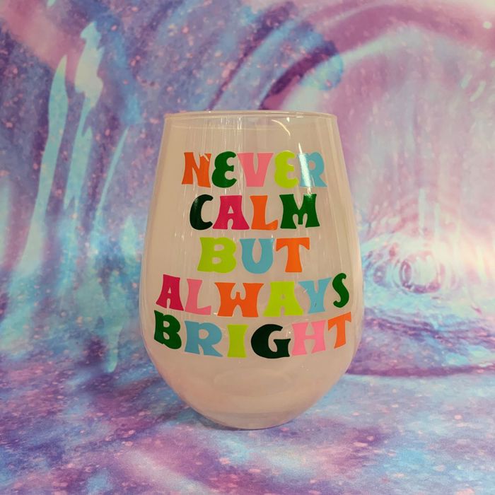 Christmas "Never Calm But Always Bright" Jumbo Wine Glass in Gift Box - 30 Oz Holds an Entire Bottle of Wine! 