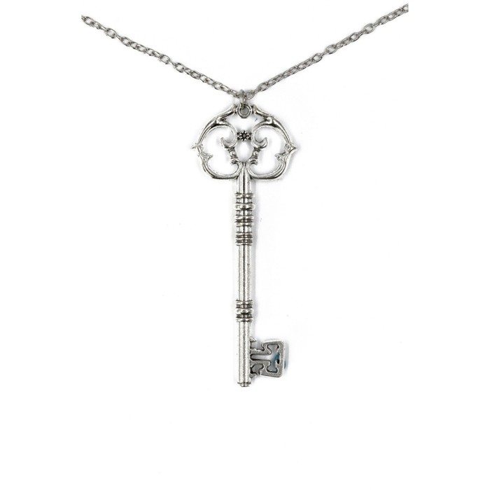 Antique Key Pendant Necklace | Aged Brass Tone or Silver | Book Lover Bibliophile Vintage Gifts