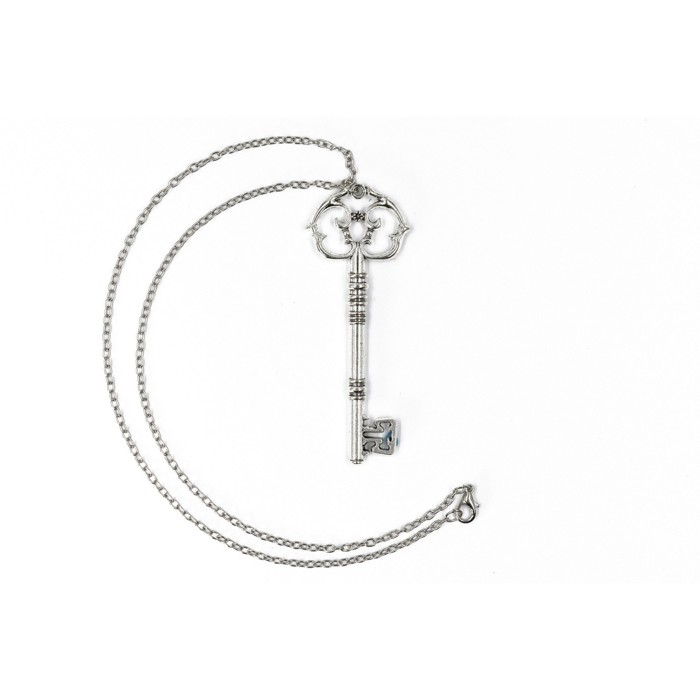 Antique Key Pendant Necklace | Aged Brass Tone or Silver | Book Lover Bibliophile Vintage Gifts