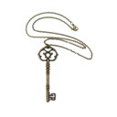 Brass Tone Antique Key Pendant Necklace | Aged Brass Tone or Silver | Book Lover Bibliophile Vintage Gifts