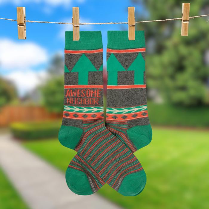 Awesome Neighbor Socks | Unisex Funny Gift Socks | Novelty Crew Socks | Gift for Her