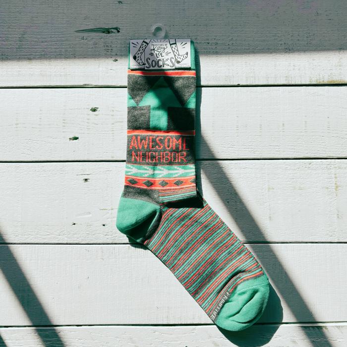 Awesome Neighbor Socks | Unisex Funny Gift Socks | Novelty Crew Socks | Gift for Her
