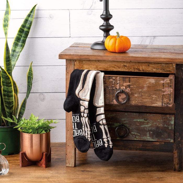 Bad To The Bone Socks in Skeleton Leg Designs  | Fun Halloween Themed Novelty Socks