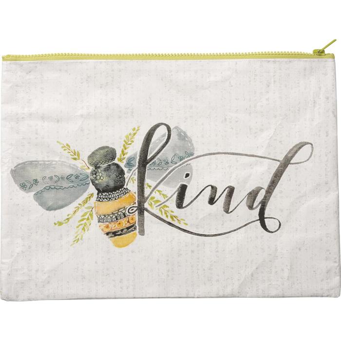 Bee Kind Zipper Folder | Recycled Bee Floral Letter Size Pouch
