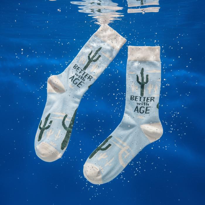 Better With Age Socks | Cactus Plants Illustration | Novelty Crew Socks | Gifts for Her