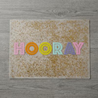 Birthday Girl/Boy Hooray" Glitter Confetti Single Placemat | Reusable Vinyl Table Place Mat for Birthday Parties"