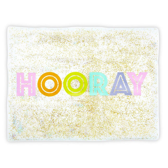 Birthday Girl/Boy Hooray" Glitter Confetti Single Placemat | Reusable Vinyl Table Place Mat for Birthday Parties"
