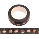  Black Geo Flowers Washi Tape with Rose Gold Accents | Gift Wrapping and Craft Tape