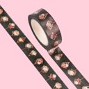  Black Geo Flowers Washi Tape with Rose Gold Accents | Gift Wrapping and Craft Tape