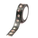  Black Geo Flowers Washi Tape with Rose Gold Accents | Gift Wrapping and Craft Tape