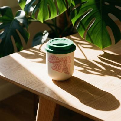 Bloom Baby Ceramic To Go Mug | Holds 16 oz. | Eco Mug with Silicone Lid and Sleeve