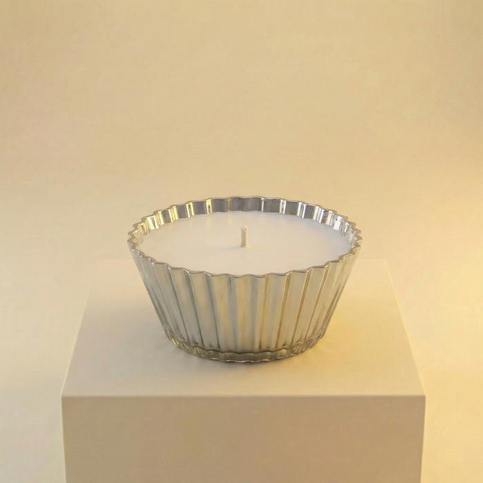 Blue Cupcake Candle | Vanilla Bourbon Cream Scented Glass Candle