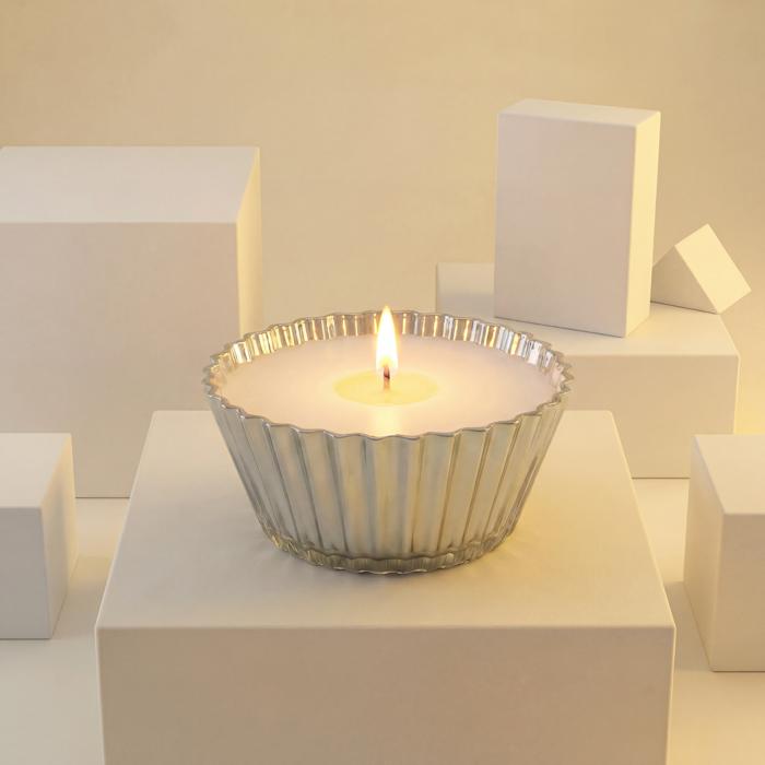 Blue Cupcake Candle | Vanilla Bourbon Cream Scented Glass Candle