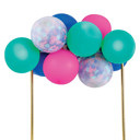 Blue & Teal Mini Balloon Cake Topper | Mini Confetti Balloon Party Cake Decoration
