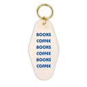 Books Coffee Books Coffee Motel Style Keychain in White