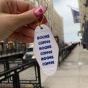  Books Coffee Books Coffee Motel Style Keychain in White