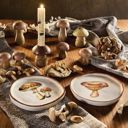  One Brown Mushroom Candle Holder | Individual Rustic Stoneware Woodland Mushroom Décor