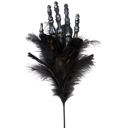  Burlesque Corpse Skeleton Hand Feather Floral Pick in Black | Halloween Theme Decor