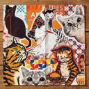  Cats Collage Cloth Napkins Set of 4 | Vintage Style Cotton Cat Print Napkins | 18" x 18"