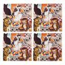  Cats Collage Cloth Napkins Set of 4 | Vintage Style Cotton Cat Print Napkins | 18" x 18"