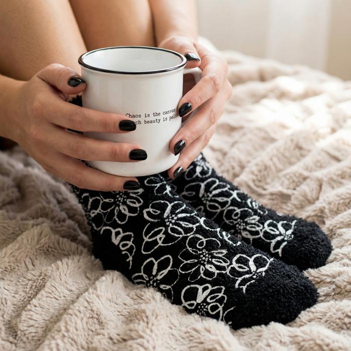 Chaos is the Canvas Mug & Sock Gift Set in Black and White
