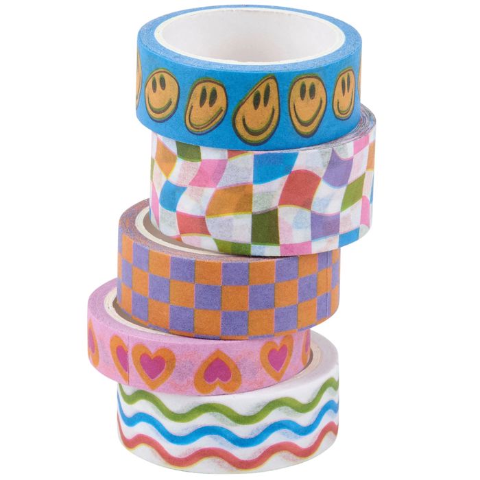 Retro Washi Tapes Set | 80's Smiley Heart Craft Scrapbooking Tapes