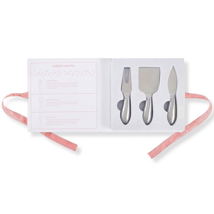 Cheese Knife Gift Set in Book Style Packaging | 3 Piece Gourmet Cheese Knives Set In Gift Box | Housewarming Gift
