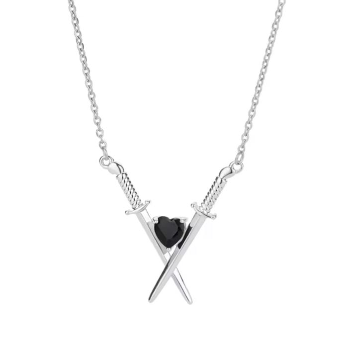 Crossed Swords ⚔️🖤⚔️ Necklace in Silver