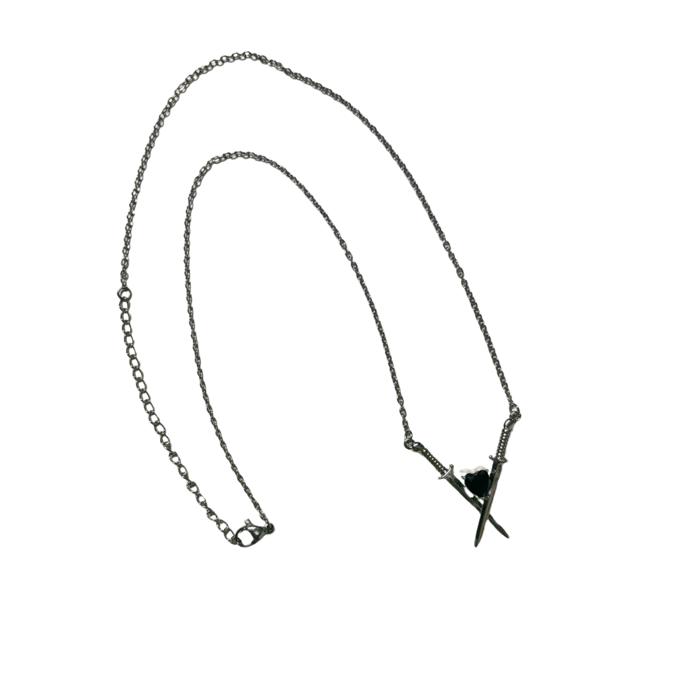Crossed Swords ⚔️🖤⚔️ Necklace in Silver