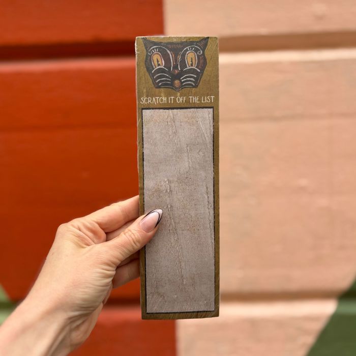 Vintage Tattoo Art "Scratch It Off The List" Magnetic List Pad | Cat Face Notepad