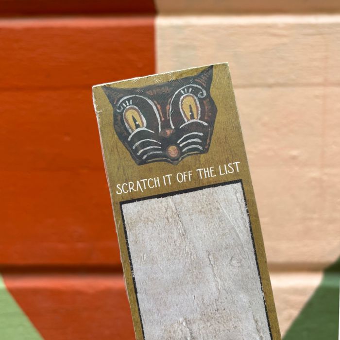 Vintage Tattoo Art "Scratch It Off The List" Magnetic List Pad | Cat Face Notepad