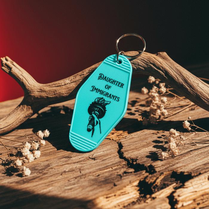 Daughter Of Immigrants Motel Style Keychain