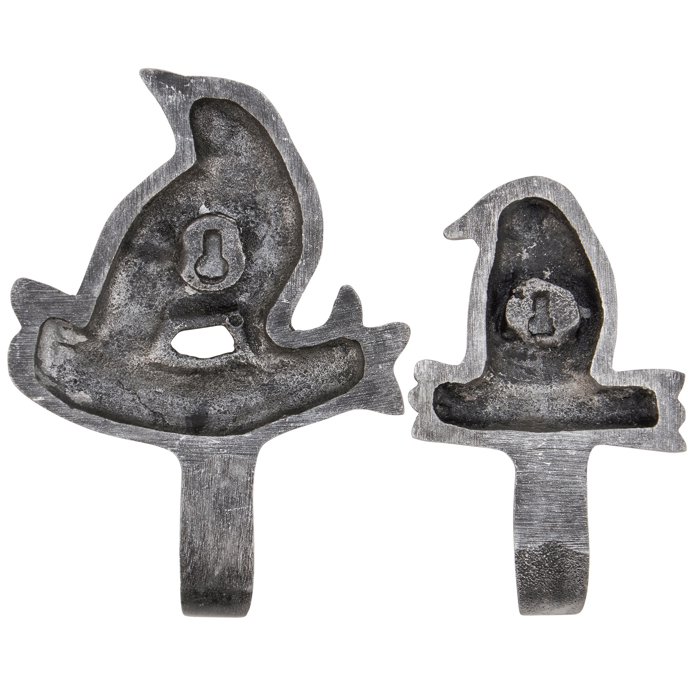 Decorative Bird Hook Set of 2 | Antique Metal Finish