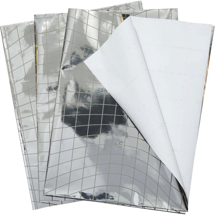 Disco Ball Silver Wrapping Paper Sheets 3-Pack | Grid Cut Gift Wrap | Eco-Friendly Kraft Paper