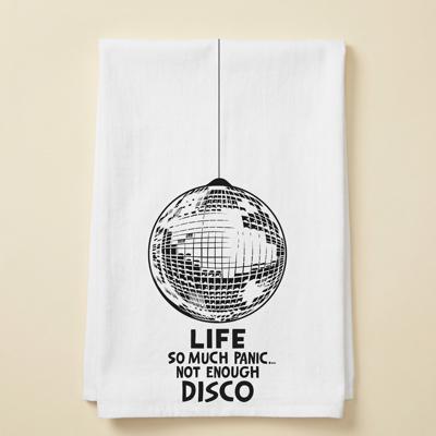 Life So Much Panic…Not Enough Disco Kitchen Towel | Funny Disco Ball Cotton Tea Towel