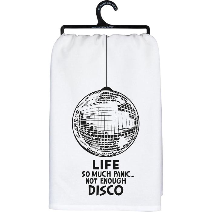 Life So Much Panic…Not Enough Disco Kitchen Towel | Funny Disco Ball Cotton Tea Towel