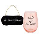  Do Not Disturb Eye Mask + Out of Service Stemless Wine Glass Gift Set