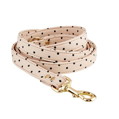 Dog Leash in Blush Pink Polka Dot | 72" L | Faux Saffiano Leather 