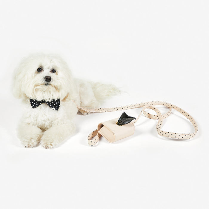 Dog Leash in Blush Pink Polka Dot | 72" L | Faux Saffiano Leather 