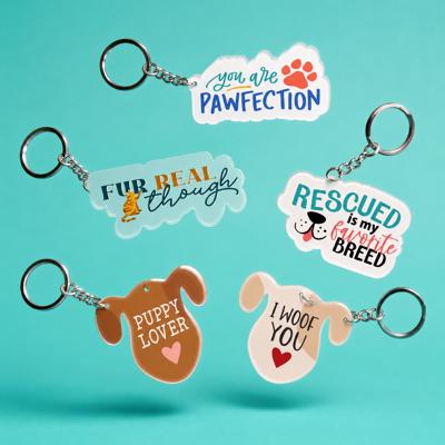 Dog and Cat Themed Acrylic Keychains | 5 Style Options | Rescue Is My Favorite Breed, I Woof You & Puppy Lover