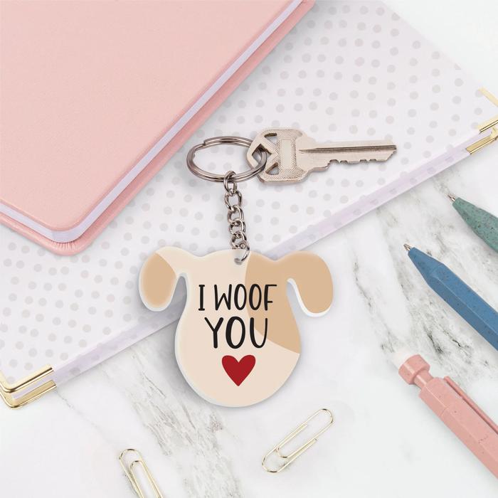 Dog and Cat Themed Acrylic Keychains | 5 Style Options | Rescue Is My Favorite Breed, I Woof You & Puppy Lover