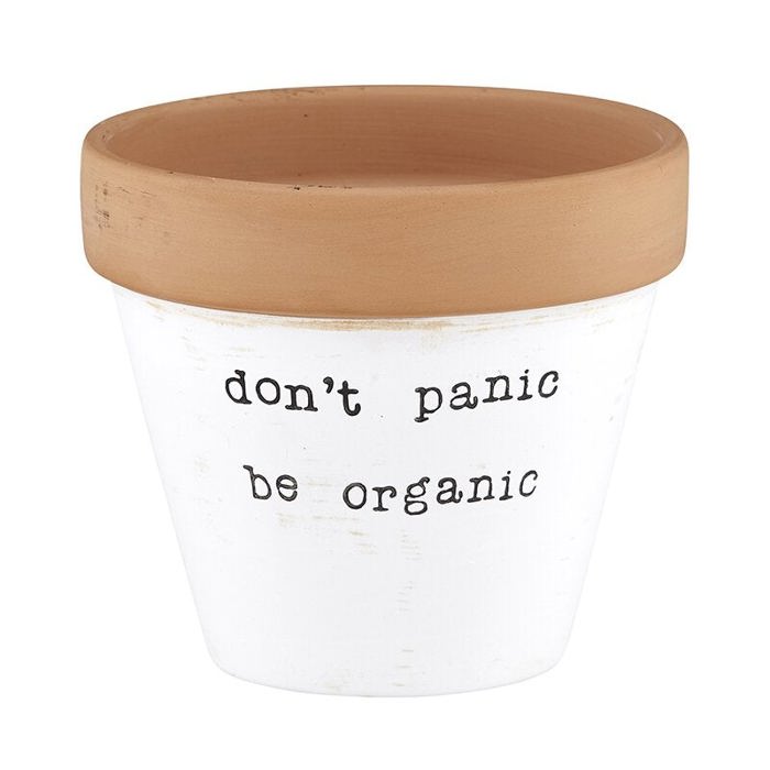 Don't Panic Be Organic Clay Pot Planter | Gardener Funny Mom Gifts