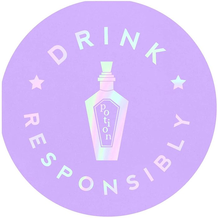Drink Responsibly Silver Iridescent Potion Round Party/Beverage/Cocktail Napkins