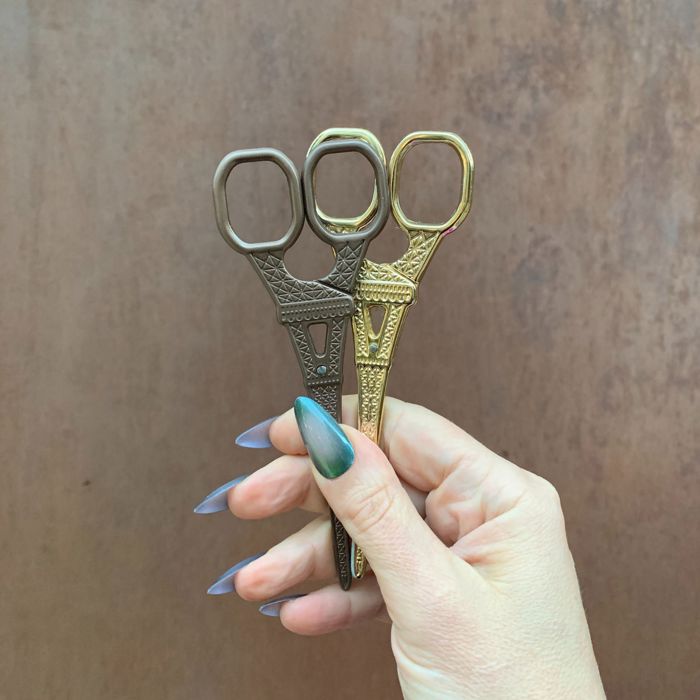 Eiffel Tower Mini Scissors in Antique Bronze | Giftable Stocking Stuffer Embroidery Utility Scissors Desk Accessory