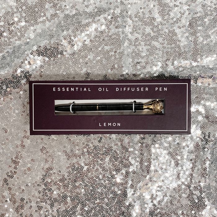 Essential Oil Diffuser Pen in Lemon in a Gift Box - Includes 1 ml of Essential Oil and 2 Lava Beads | Refillable