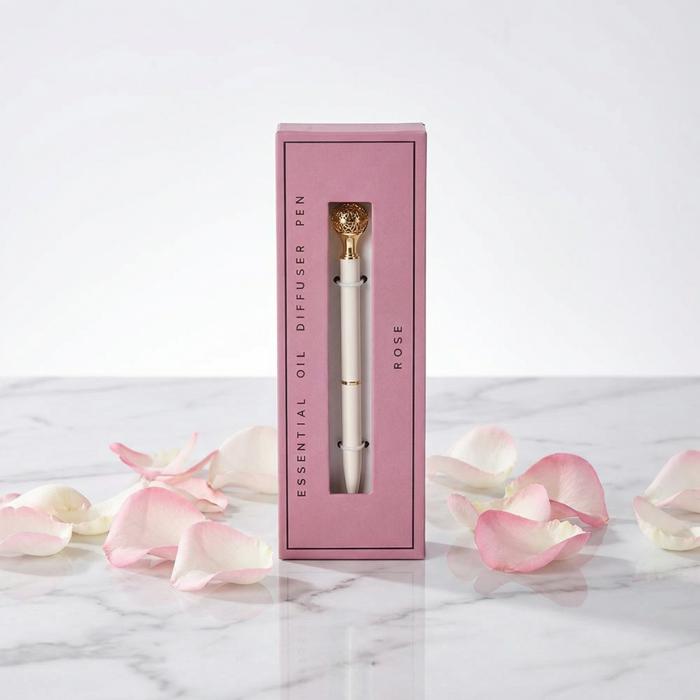 Essential Oil Diffuser Pen in Rose | Includes 1 ml of Essential Oil and 2 Lava Beads | Refillable